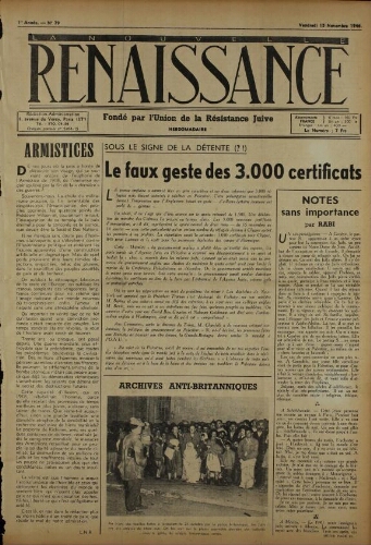 La Nouvelle Renaissance  N°79 (15 nov. 1946)